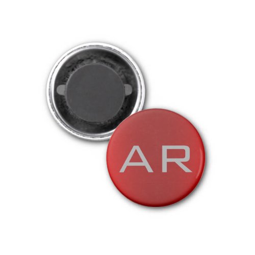 Stylish Gray Red Trendy Monogram Magnet