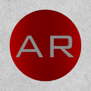 Stylish Gray Red Trendy Monogram Patch