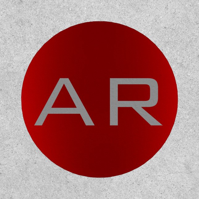 Stylish Gray Red Trendy Monogram Patch (Front)