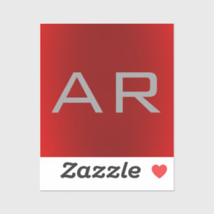 Stylish Gray Red Trendy Monogram Sticker