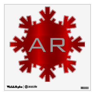 Stylish Gray Red Trendy Monogram Wall Decal