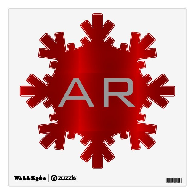 Stylish Gray Red Trendy Monogram Wall Decal (Front)