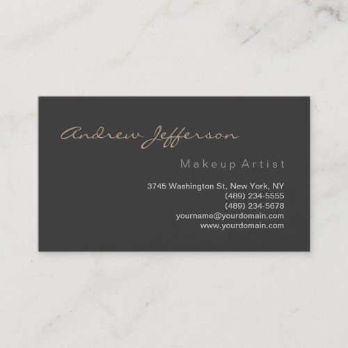 Stylish Gray Script Makeup Artist Business Card