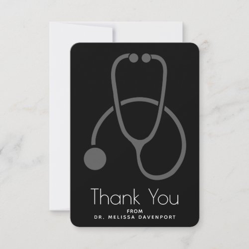 Stylish Gray Stethoscope Illustration Graduation Thank You Card