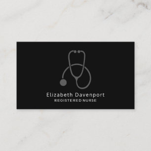 Stylish Gray Stethoscope Illustration on Black Business Card