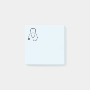 Stylish Gray Stethoscope on Pastel Blue Post-it Notes