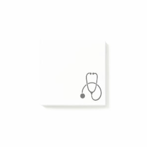 Stylish Gray Stethoscope on Pastel Blue  Post-it Notes