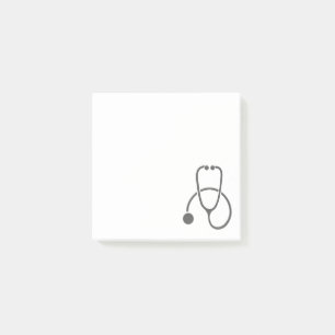 Stylish Gray Stethoscope on Pastel Blue Post-it Notes