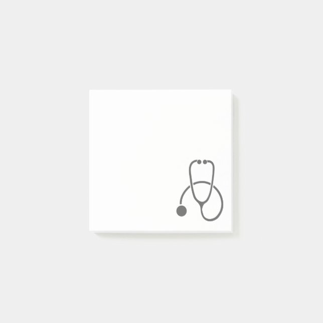 Stylish Gray Stethoscope on Pastel Blue  Post-it Notes (Front)