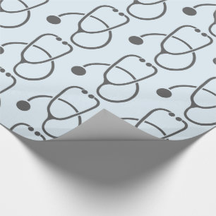 Stylish Gray Stethoscope Pattern Wrapping Paper