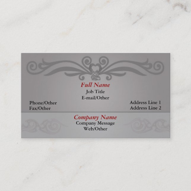 Stylish Gray Swirl Business Card Template (Front)