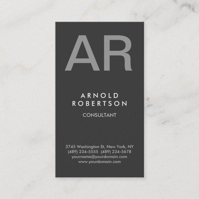 Stylish Gray Trendy Consultant Business Card (Front)