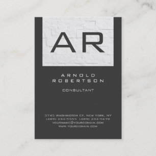 Stylish Gray Wall Brick Monogram Business Card