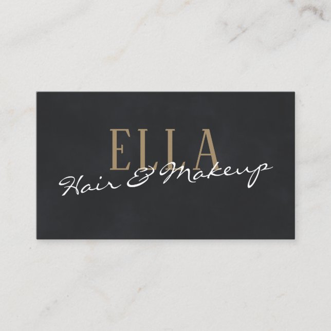 Stylish Gray Watercolor Hair Makeup Business Card (Front)