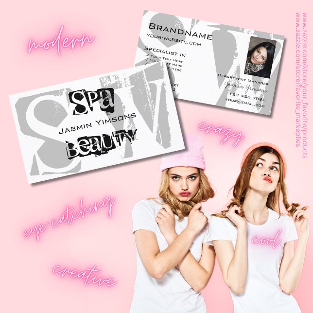 Stylish Gray White Black with Photo and Monogram Business Card (Creator Uploaded)