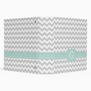 Stylish Gray & White Chevron Monogram Avery Binder