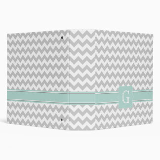 Stylish Gray & White Chevron Monogram Avery Binder