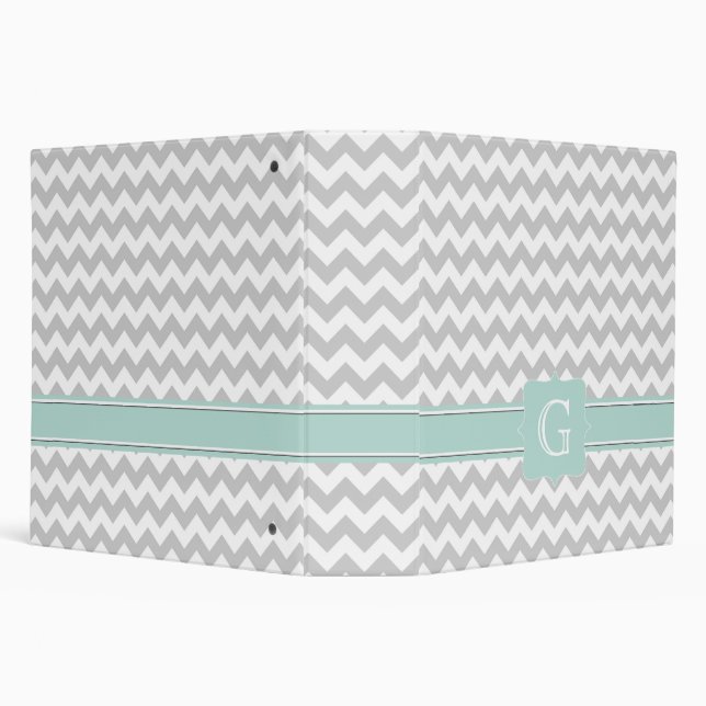 Stylish Gray & White Chevron Monogram Avery Binder (Background)