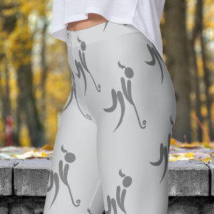 Stylish Gray Womens Hockey Pattern Leggings