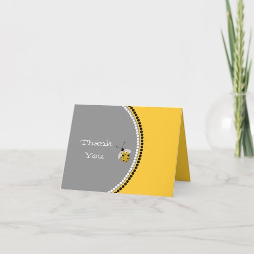 Stylish Gray  Yellow Ladybug Thank You