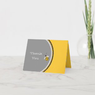 Stylish Gray & Yellow Ladybug Thank You Card