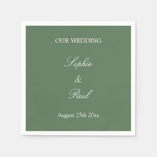 Stylish Grayish Green Wedding Napkins