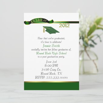 Stylish Green and Gold Graduation Party Invitation | Zazzle