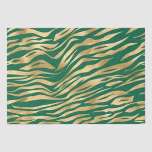 Stylish Green and Gold Wild Tiger Stripes Safari Tissue Paper