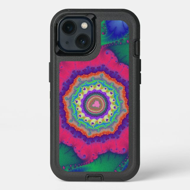 Stylish Green and Pink Fractal Otterbox iPhone Case (Back)