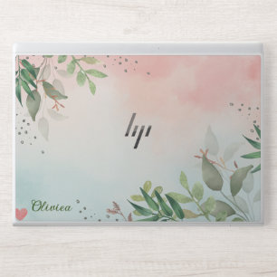 Stylish Green and Pink Monogram   Modern Script  HP Laptop Skin