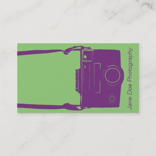 Stylish Green and Blue Trendy Retro Film Camera Business Card