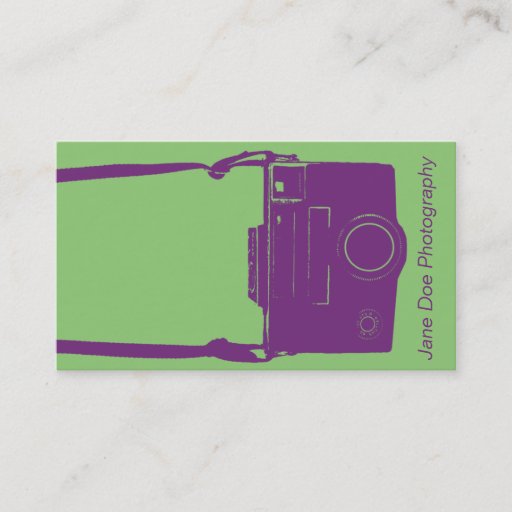 Customizable Stylish Green and Blue Trendy Retro Film Camera Business Card