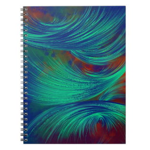 Stylish Green Blue Abstract Feathers Notebook
