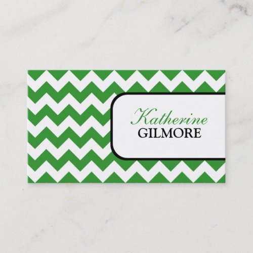 Stylish Green Chevron Business Cards