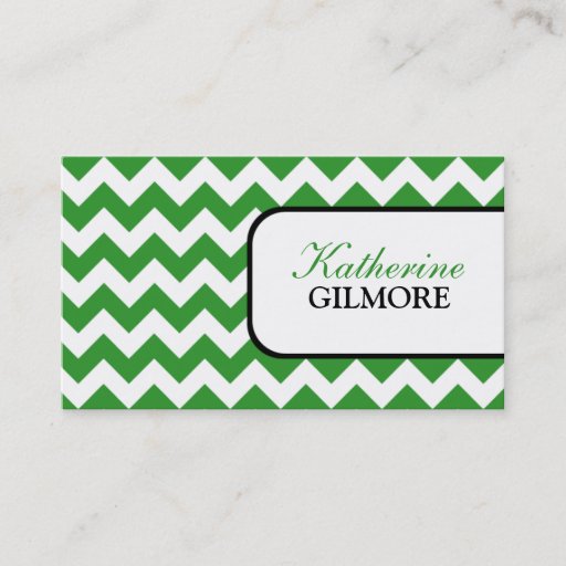 Customizable Stylish Green Chevron Business Cards