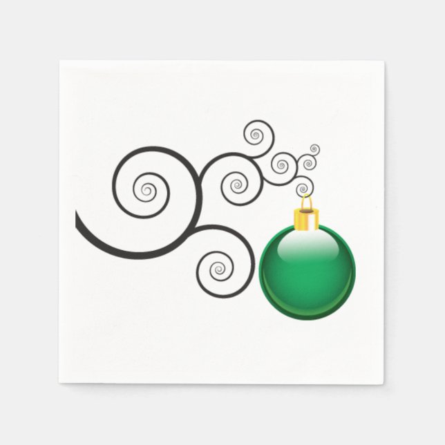 Stylish Green Christmas Ornament Paper Napkins (Front)
