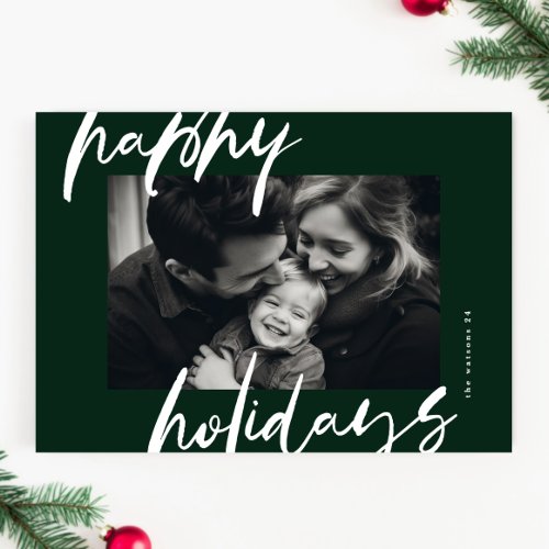 stylish green christmas photo frame holiday card