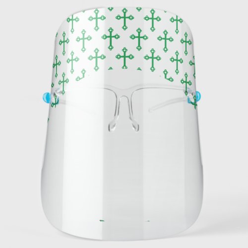 Stylish Green CROSS with Customizable Text Face Shield
