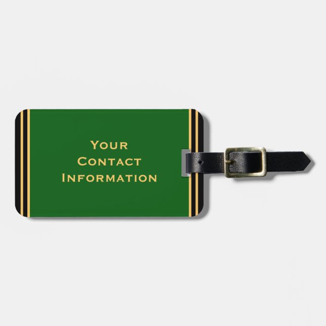 Stylish Green Custom Bag Luggage Tag Personalized (Front Horizontal)
