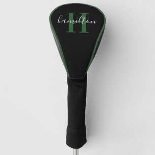 Stylish Green Custom Monogram Name Initial Golf Head Cover