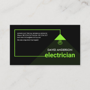Stylish Green Electrician's Power Cable Lampshade Business Card