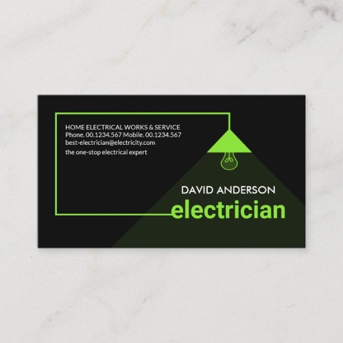 Stylish Green Electricians Power Cable Lampshade Business Card