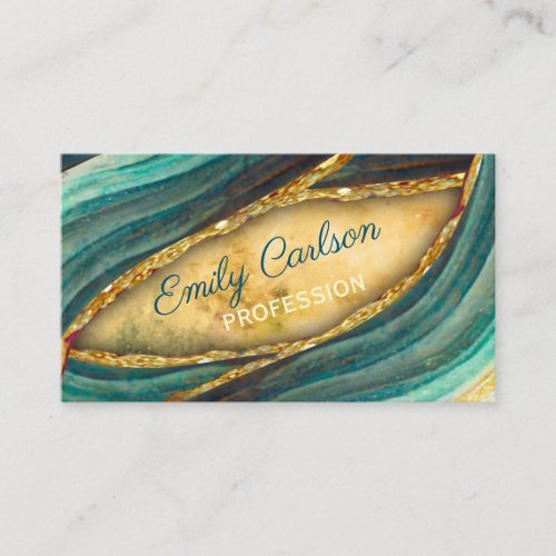 Stylish green emerald marble art faux gold glitter appointment card