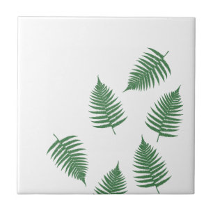 Stylish Green Fern Lucky Ceramic Tile