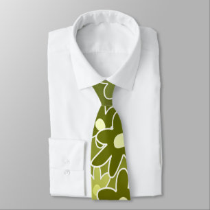 Stylish Green Floral Unique Pattern Design Neck Tie