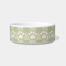 Stylish Green Gingham pet bowl