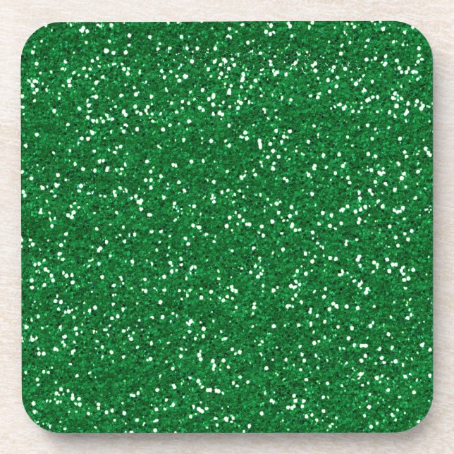 Stylish Green Glitter Beverage Coaster (Front)
