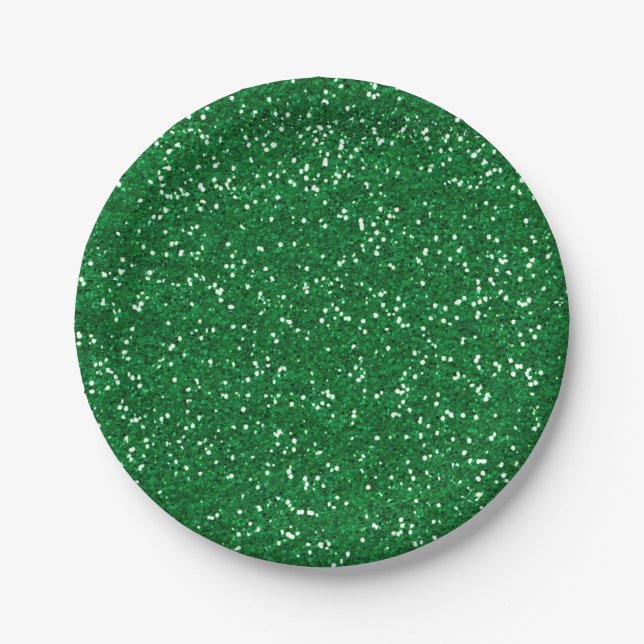 Stylish Green Glitter Paper Plates (Front)