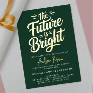 Stylish Green Graduate University Masterate Doctor Foil Invitation