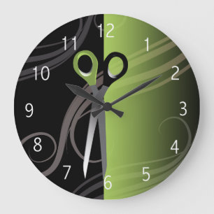stylish green hair salon clock